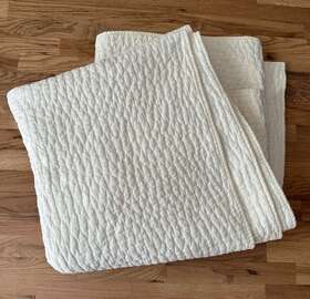 3215159 Pottery Barn Cream Ivory Pickstitch Linen Cotton Quilt Full/queen 86x83 Inches