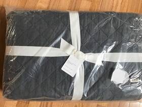 33435 Pottery Barn Belgian Flax Quilt Steel Blue King 2 Shams Diamond 3p New