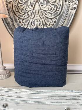3428296 Pottery Barn Belgian Flax Linen Tufted King/cal. King Quilt Denim Pre-owned Read