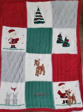 3447298 Pottery Barn Kids Rudolph Heirloom Christmas Holiday Throw Monogram Connor 30x40