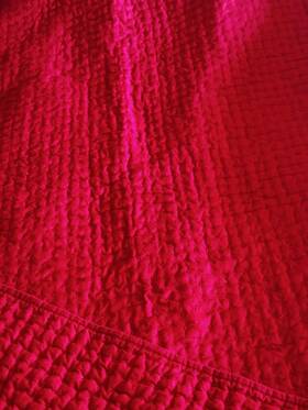 3595467 Pottery Barn Rare Handcrafted Pick Stitch King/cal King Quilt Red Cotton/ Linen