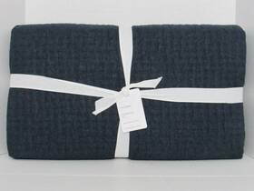 3747730 Pottery Barn Pick-stitch Handcrafted Cotton Linen Quilt Queen Midnight Blue Nwt