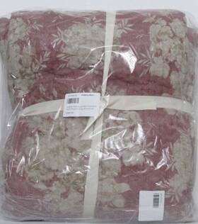 3779515 Pottery Barn Juliette Toile Reversible Pick-stitch Quilt King/cal.king Rosewood