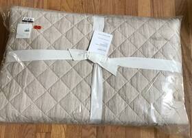 3879394 Pottery Barn Belgian Flax Linen Quilt Rosewater Queen 2 Euro Shams Diamond 3pc