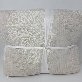 404040 Pottery Barn New Coral Reversible Quilt Full Queen With 2 Standard Shams Pebble