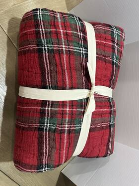 4225631 Pottery Barn Plaid Cozy Cloud Quilt Full Queen Imperfect