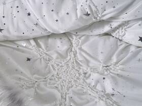 4307223 Pottery Barn Harry Potter Teen Ruched Celestial Quilt Full/queen White Silver