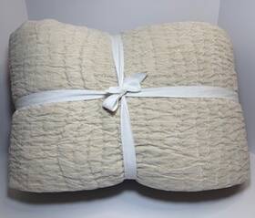 4565587 Pottery Barn King/calking Washed Velvet Handcrafted Quilt Parchment