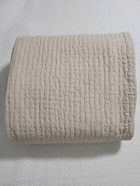 4688575 Pottery Barn Flax Pick Stitch Handcrafted Cotton Linen Quilt King Cali
