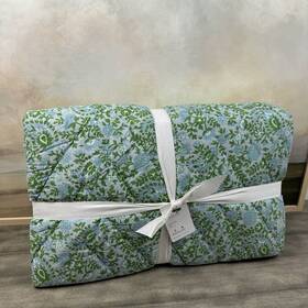 4786457 Pottery Barn Keaton Handcrafted Reversible Quilt King/cal.king Green Blue Nwt