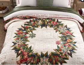 4829645 Pottery Barn Winter Wreath Handcrafted Reversible Full/queen Quilt Christmas Nwt