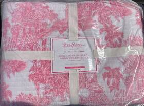5012684 Pottery Barn Kids Lilly Pulitzer Toile Quilt - Twin Pink New