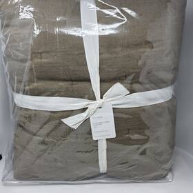 5020237 Pottery Barn New Everyday Linen Comforter Quilt Full Queen Mocha