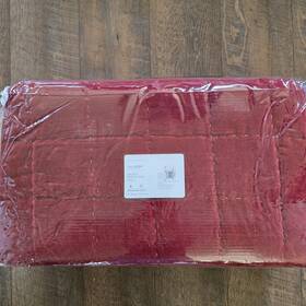 509697 Pottery Barn Velvet Box Stitch Reversible Quilt-full/queen-ruby/beige Christmas