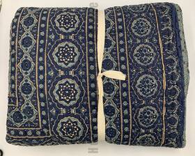 5159510 Pottery Barn Auden Pick-stitch Handcrafted Reversible Quilt Blue King Cal #u1087