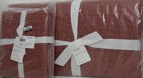 5188991 Pottery Barn Belgian Flax Linen Handcrafted Quilt Twin And 2 Shams Rosewood Nwt