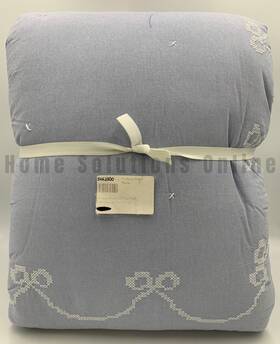 5462500 Pottery Barn Teen Georgia Bow Embroidered Garland Quilt Chambray Queen #t1069