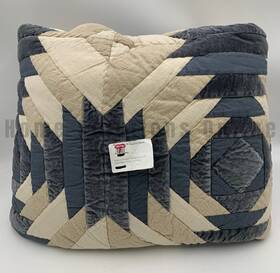 5464232 Pottery Barn Aubrey Velvet Cotton Patchwork Quilt Steel Blue King Cal #u1013