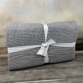 5657196 Pottery Barn Belgian Flax Linen Handcrafted Quilt King/cal. King Flagstone Nwot