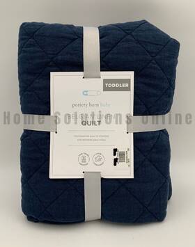5732636 Pottery Barn Kids Belgian Flax Linen Baby Quilt Toddler Navy Blue 50 Inch #z1263