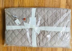 573271 Pottery Barn Belgian Flax Quilt Smoky Quartz Linen Diamond Twin No Shams New