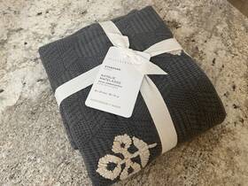 5737701 Pottery Barn Natalie Embroidered Coverlet Sham Standard-nwt-charcoal