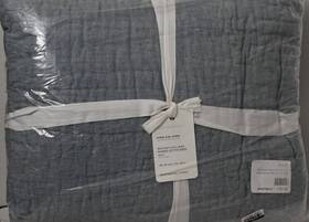 5821063 Pottery Barn Belgian Flax Linen Handcrafted Quilt King/cal.king Chambray Nwt