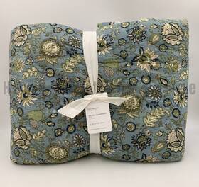 6168469 Pottery Barn Anjali Lowen Reversible Cotton Quilt Blue Multi Full Queen #u1068
