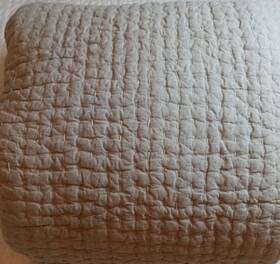 6174110 Pottery Barn Pick Stitch Handcrafted Cotton Linen Quilt Full/queen Flax Nwot