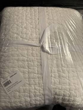 6502116 Pottery Barn Pick Stitch Quilt Full Queen White New