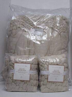 6595613 Pottery Barn Teen Cream Puff Microfiber F/q Quilt And 2/std Shams Oat Color New