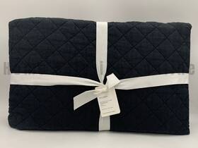 6632019 Pottery Barn Belgian Flax Linen Diamond Quilt Black Full Queen #t1041