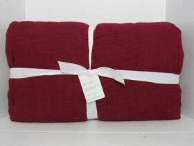 6657552 Pottery Barn European Flax Linen Waffle Quilt King/cal.king Red Berry Nwt