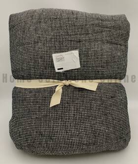 6695032 Pottery Barn European Flax Linen Waffle Reversible Quilt Ebony Full Queen #u1073