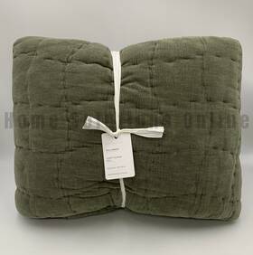6833360 Pottery Barn Cozy Cloud Handcrafted Quilt Loden Green Full Queen #z1297