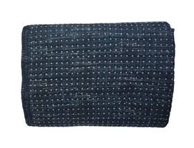 6893401 Pottery Barn Arlo Cross Stitch Quilt Full/queen Indigo Ob Read