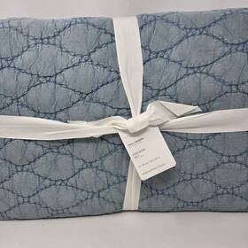 7391358 Pottery Barn Cocoon Voile Full Queen Quilt Blue New