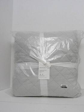 7675744 Pottery Barn Belgian Flax Linen Diamond Quilt King/cal.king Soft Gray Nwt