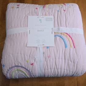 7950201 Pottery Barn Kids Molly Rainbow Full/queen Quilt Pink