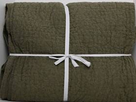 816696 Pottery Barn Pick-stitch Handcrafted Cotton Linen Quilt F/q 92 Inch X 88 Loden New