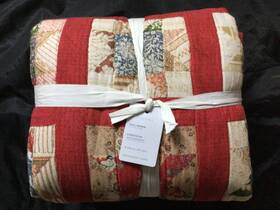 8360844 Pottery Barn Emerson Reversible Star Quilt Full/queen Red New