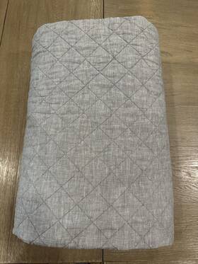 8457483 Pottery Barn Belgian Flax Linen Diamond Quilt Queen Flagstone Gray