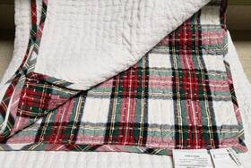 8517416 Pottery Barn New Pick-stitch Quilt Stewart Plaid King / Cal Reversible