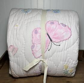 8661983 Pottery Barn Kids Wildflower Butterfly Quilt Full/queen Pink