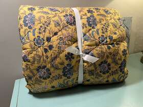 8710026 Pottery Barn Bette Floral Quilt Yellow Blue King / Cal Reversible Nwot