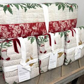 8857815 Pottery Barn Deck The Halls Christmas Tree Reversible King Quilt 3 Euro Shams