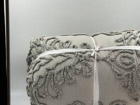 9043199 Pottery Barn New Renee Sateen Candlewick Comforter - Full / Queen Gray