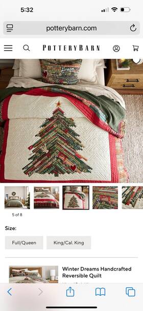 9054176 Pottery Barn Brand New Winter Dreams King Quilt With Love Lumber Pillow Sham