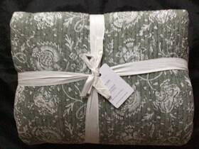 9095046 Pottery Barn Sloan Voile Reversible Quilt King/cal King Eucalyptus New