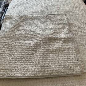 9285610 Pottery Barn Beige Pick-stitch Linen Cotton Quilt King/cali 2 Euro Shams